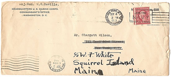 Personal Letter to Claggett Wilson from his friend, Major General Neville