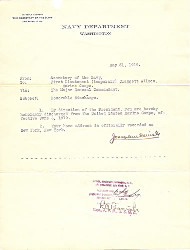 Claggett Wilson War Service document