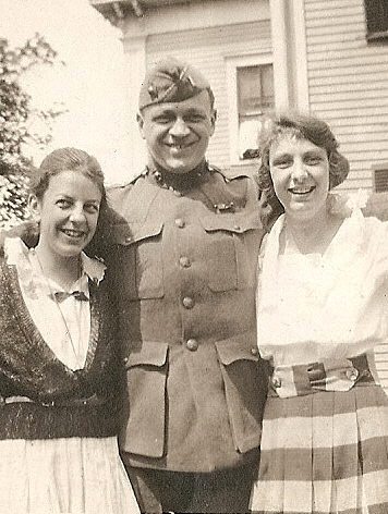 Home from the Front with his nieces, Charlotte & Elizabeth, 1919